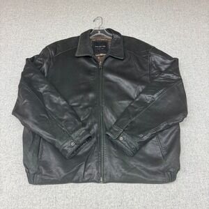 Marc New York Leather Bomber Jacket XL Black Andrew Marc Quilted Zip Coat Mens